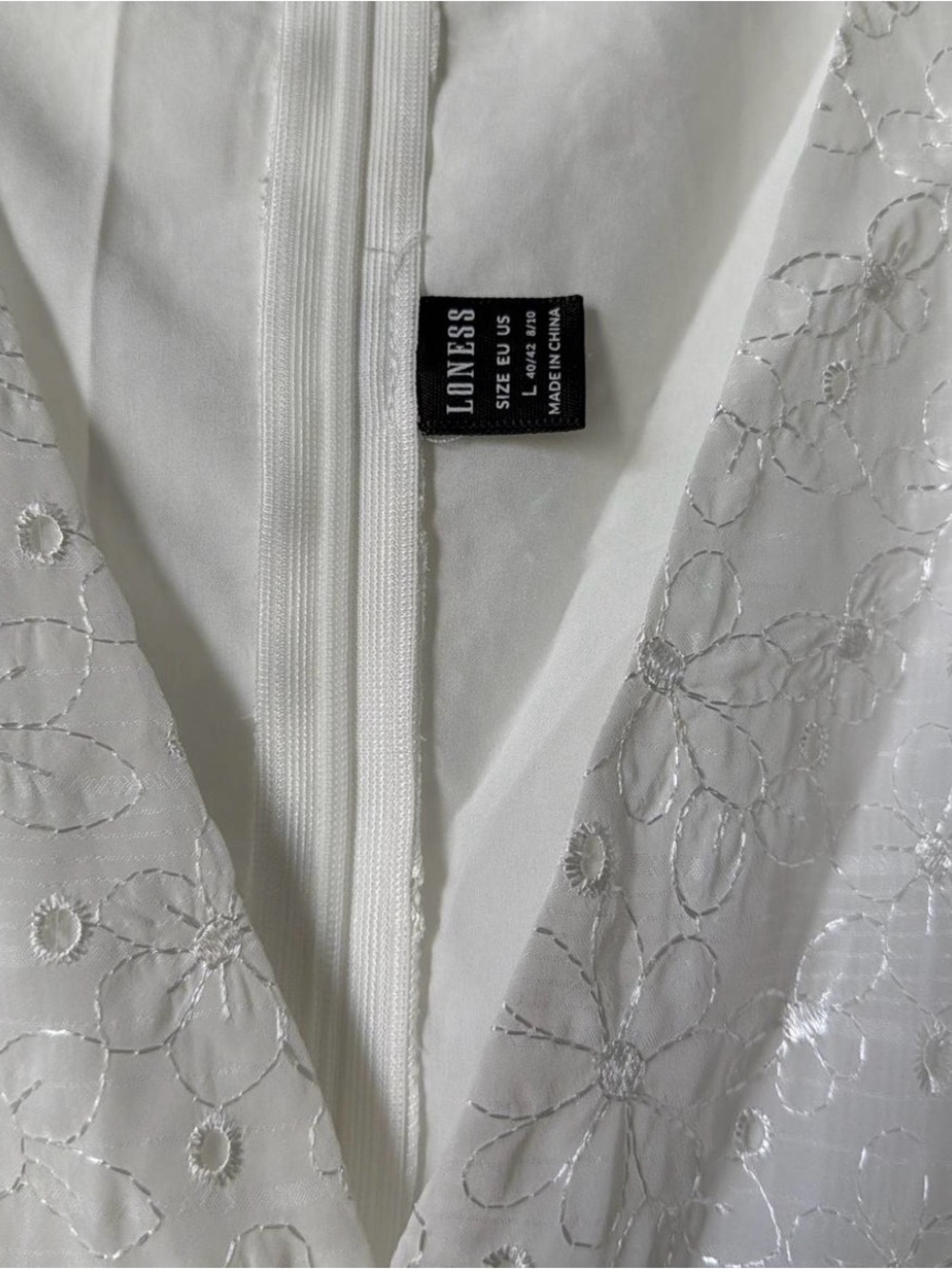 Loness White Eyelet V-Neck Tiered Mini Dress with Ruffle Shoulders - Picture 3 of 3